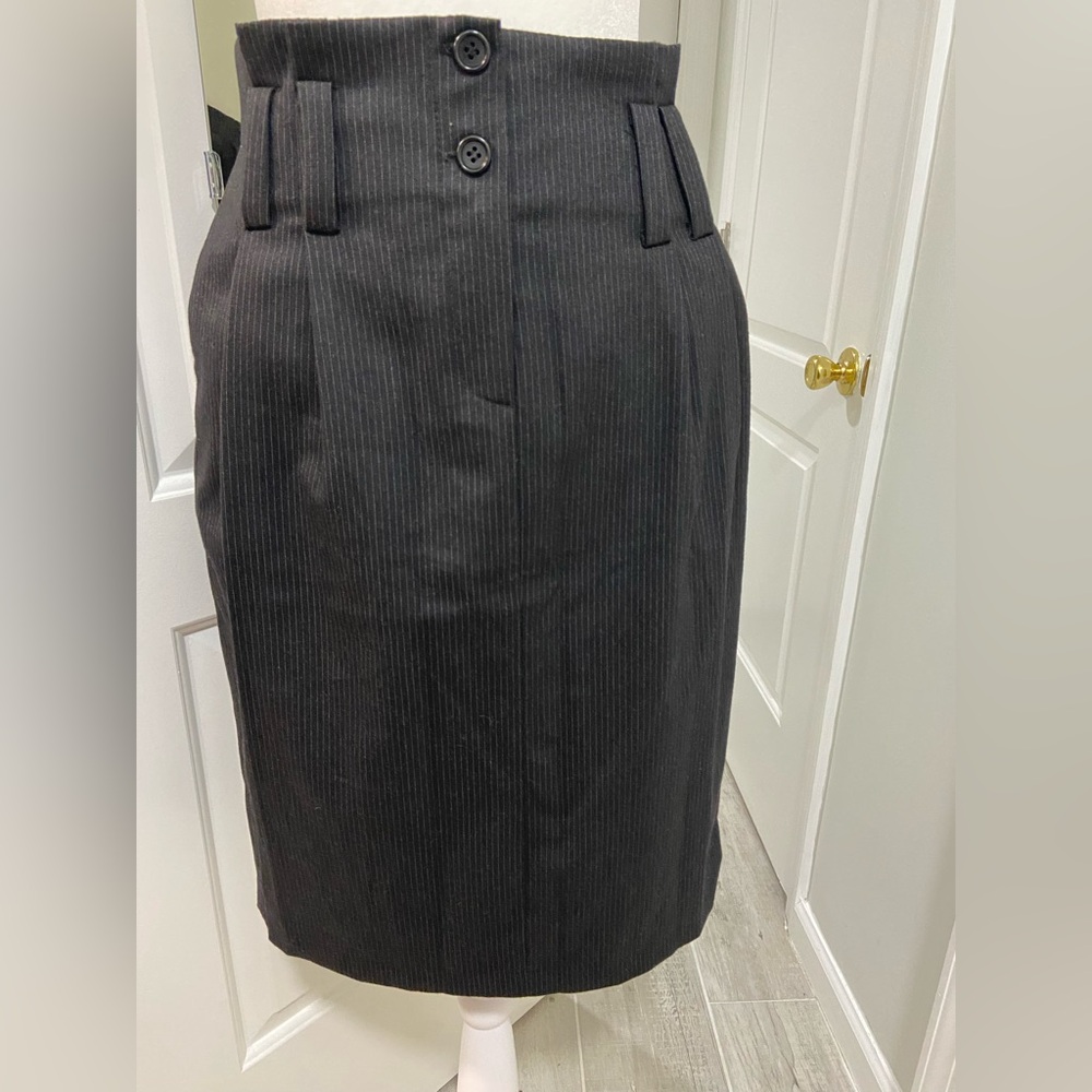 NWT Miss-Tic Made in France Black Pinstripe Skirt Size M (46)